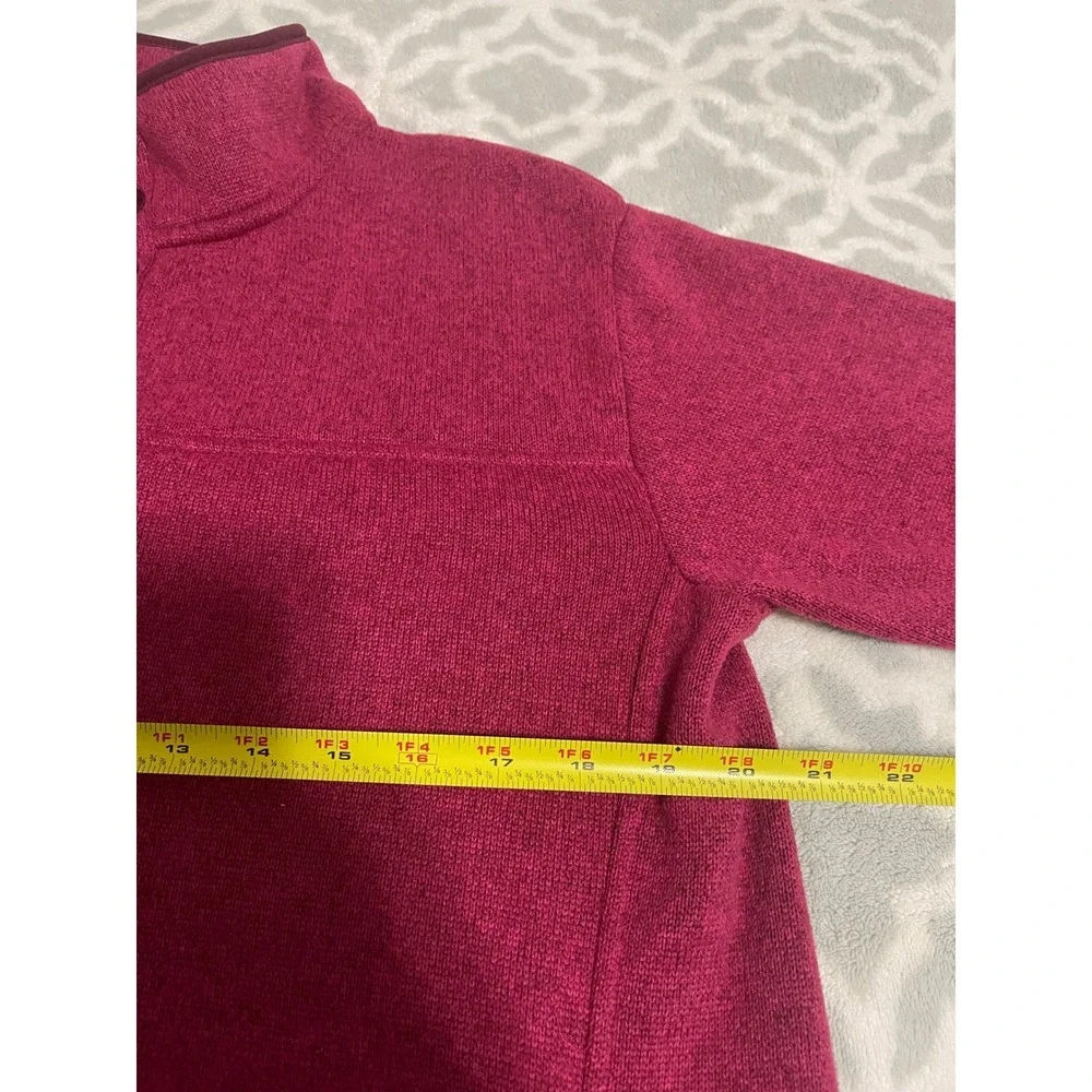 Eddie Bauer Womens Pink Heather Sweater Fleece Snap Mock Neck Pullover Large